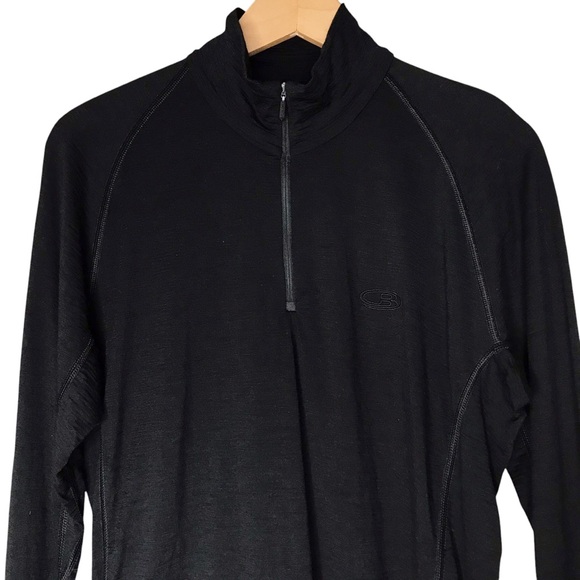 Icebreaker Merino Wool Bodyfit 150 Base Layer 1/4 Zip Black Trim Fit Men's Large - Picture 2 of 13